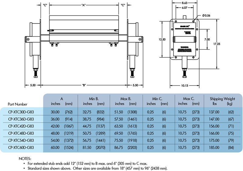 XTC sizing chart